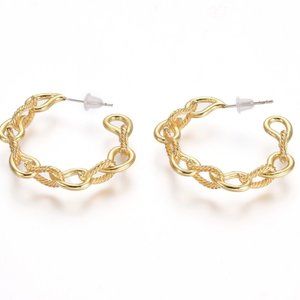 2/$25   NWOT - Semi circle open chain link Hoop Studs,  925 Sterling silver pins